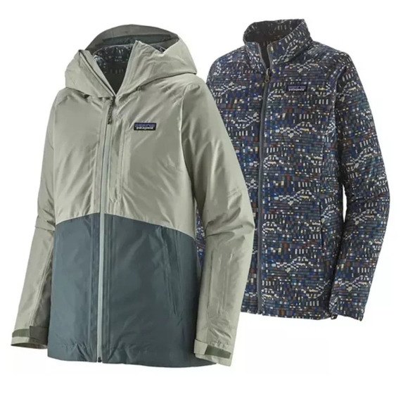 Patagonia Women's M Medium 3-in-1 Powder Town Jacket Ski Sleet Green Grey NWT - Picture 10 of 14